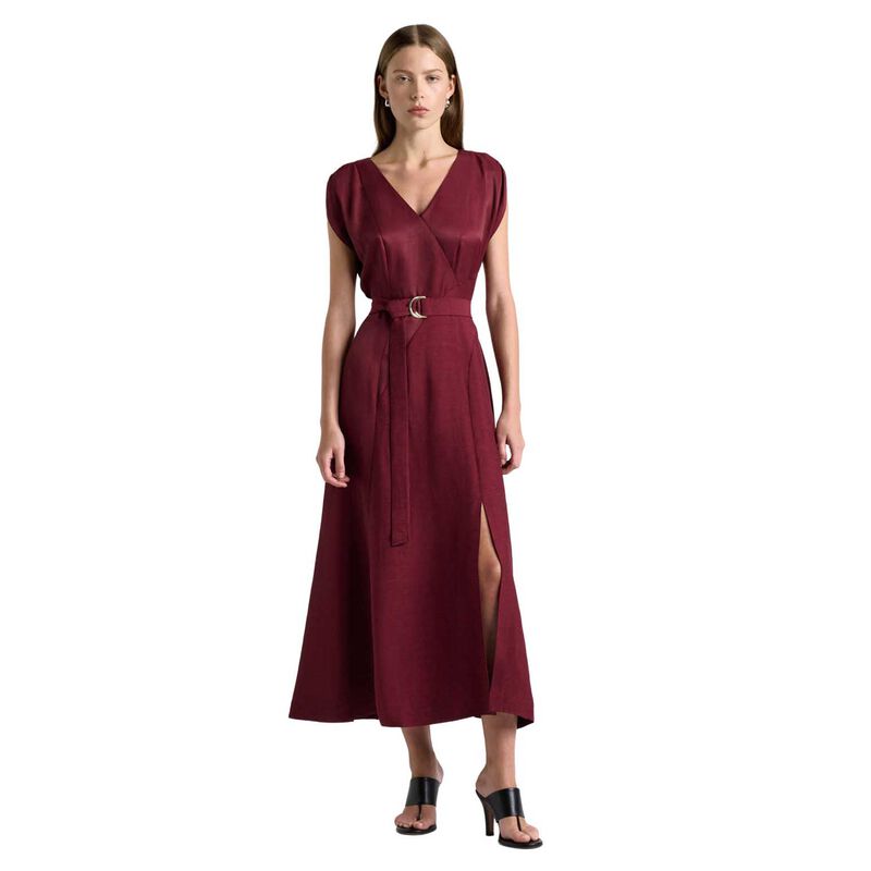 Cue Viscose Blend Belted V-Neck Midi Dress image number 0